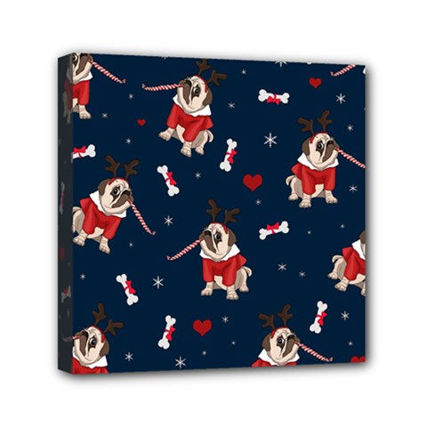 Pug Xmas Pattern Mini Canvas 6  X 6  by Valentinaart