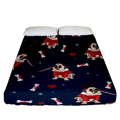 Pug Xmas Pattern Fitted Sheet (california King Size) by Valentinaart