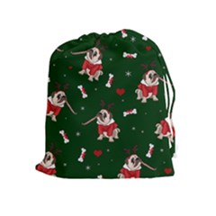 Pug Xmas Pattern Drawstring Pouches (extra Large) by Valentinaart