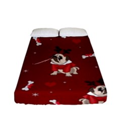 Pug Xmas Pattern Fitted Sheet (full/ Double Size) by Valentinaart