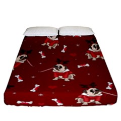 Pug Xmas Pattern Fitted Sheet (california King Size) by Valentinaart