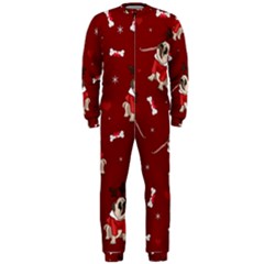 Pug Xmas Pattern Onepiece Jumpsuit (men)  by Valentinaart