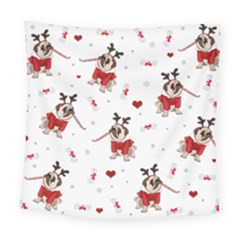 Pug Xmas Pattern Square Tapestry (large) by Valentinaart