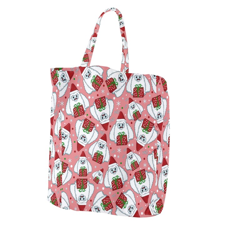 Yeti Xmas pattern Giant Grocery Zipper Tote