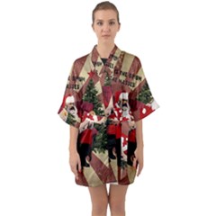 Karl Marx Santa  Quarter Sleeve Kimono Robe by Valentinaart