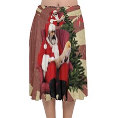 Karl Marx Santa  Velvet Flared Midi Skirt by Valentinaart