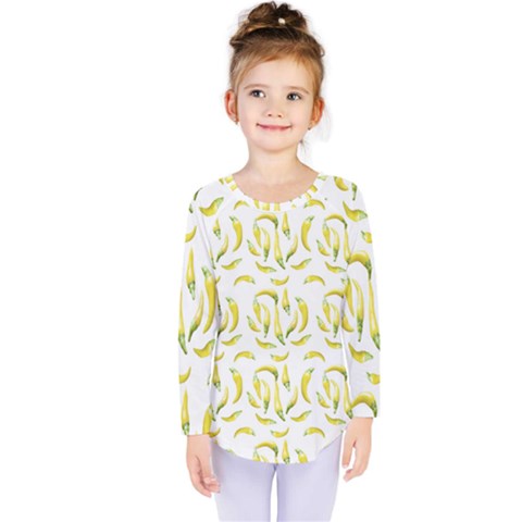 Chilli Pepers Pattern Motif Kids  Long Sleeve Tee by dflcprints