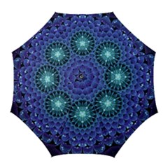 Accordant Electric Blue Fractal Flower Mandala Golf Umbrellas