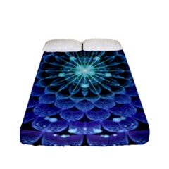 Accordant Electric Blue Fractal Flower Mandala Fitted Sheet (full/ Double Size) by jayaprime