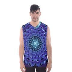 Accordant Electric Blue Fractal Flower Mandala Men s Basketball Tank Top by jayaprime