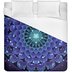 Accordant Electric Blue Fractal Flower Mandala Duvet Cover (king Size) by jayaprime