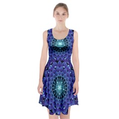 Accordant Electric Blue Fractal Flower Mandala Racerback Midi Dress by jayaprime