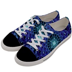 Accordant Electric Blue Fractal Flower Mandala Women s Low Top Canvas Sneakers by jayaprime