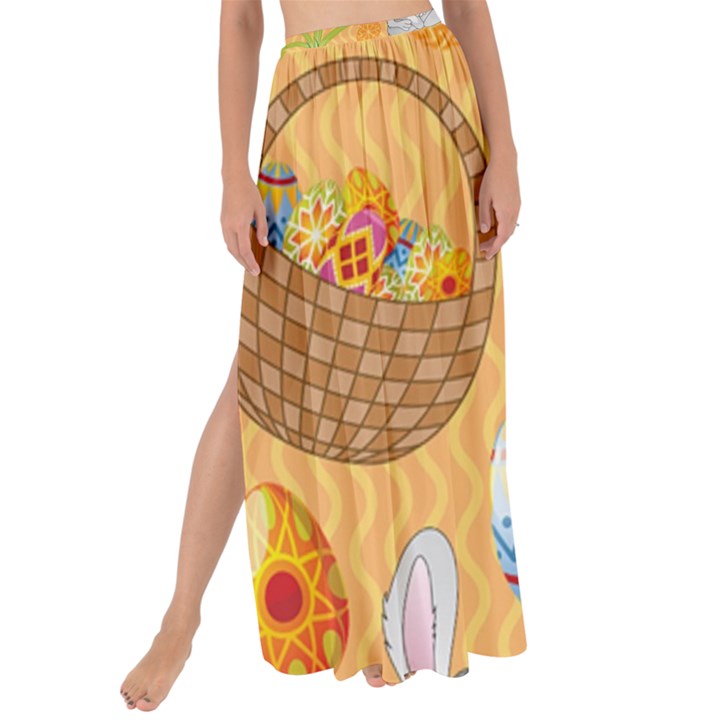 Easter Bunny And Egg Basket Maxi Chiffon Tie-Up Sarong