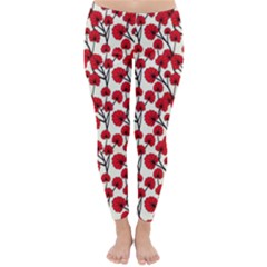 Red Flowers Classic Winter Leggings by allthingseveryone