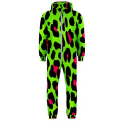 Neon Green Leopard Print Hooded Jumpsuit (men)  by allthingseveryone