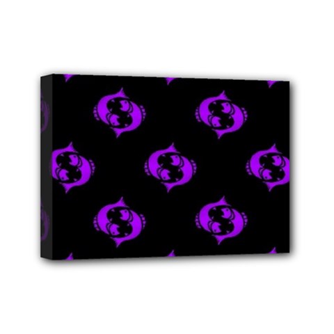 Purple Pisces On Black Background Mini Canvas 7  X 5  by allthingseveryone