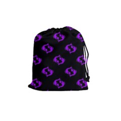 Purple Pisces On Black Background Drawstring Pouches (medium)  by allthingseveryone