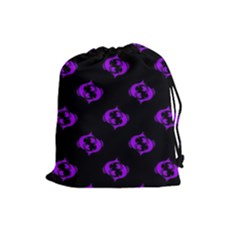 Purple Pisces On Black Background Drawstring Pouches (large)  by allthingseveryone