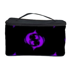 Purple Pisces On Black Background Cosmetic Storage Case by allthingseveryone