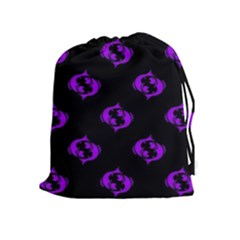 Purple Pisces On Black Background Drawstring Pouches (extra Large) by allthingseveryone