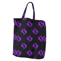 Purple Pisces On Black Background Giant Grocery Zipper Tote by allthingseveryone