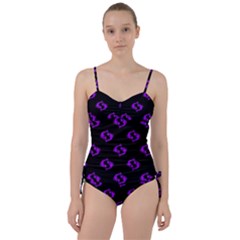 Purple Pisces On Black Background Sweetheart Tankini Set by allthingseveryone