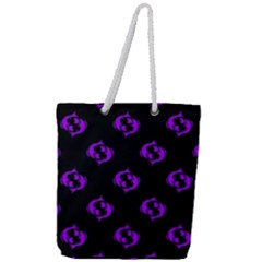 Purple Pisces On Black Background Full Print Rope Handle Tote (large) by allthingseveryone