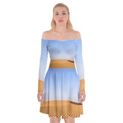 Desert Dunes With Blue Sky Off Shoulder Skater Dress by Ucco