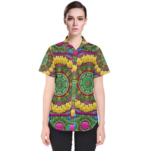 Bohemian Chic In Fantasy Style Women s Short Sleeve Shirt by pepitasart