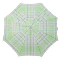 Green Pastel Plaid Straight Umbrellas by allthingseveryone