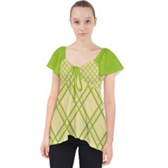Tartan (yellow And Green)  Lace Front Dolly Top