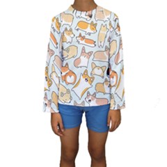 Corgilicious Corgi Doodle Art Kids  Long Sleeve Swimwear by Celenk