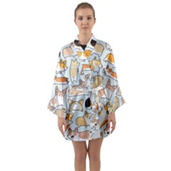 Corgilicious Corgi Doodle Art Long Sleeve Kimono Robe by Celenk