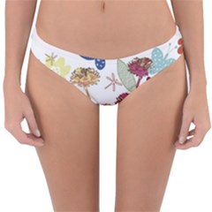 Flowers Butterflies Dragonflies Reversible Hipster Bikini Bottoms by Celenk