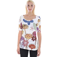 Flowers Butterflies Dragonflies Wide Neckline Tee