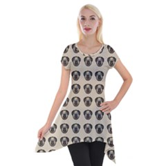 Puppy Dog Pug Pup Graphic Short Sleeve Side Drop Tunic by Celenk