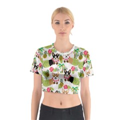 Hula Corgis Fabric Cotton Crop Top by Celenk