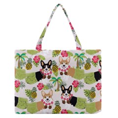 Hula Corgis Fabric Zipper Medium Tote Bag by Celenk