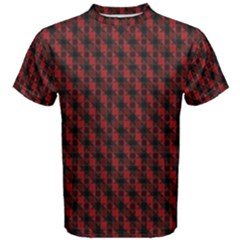 Black And Red Quilted Design Men s Cotton Tee by SageExpress