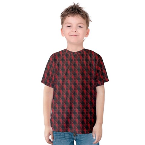 Black And Red Quilted Design Kids  Cotton Tee by SageExpress