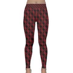 Black And Red Quilted Design Classic Yoga Leggings