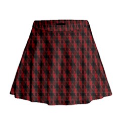 Black And Red Quilted Design Mini Flare Skirt by SageExpress