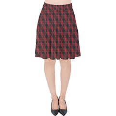 Black And Red Quilted Design Velvet High Waist Skirt by SageExpress