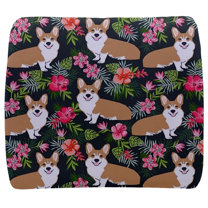 Welsh Corgi Hawaiian Pattern Florals Tropical Summer Dog Back Support Cushion