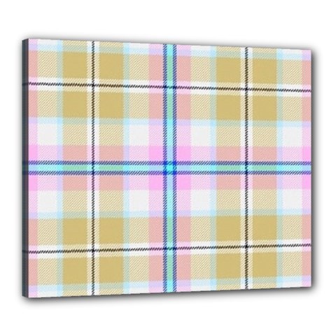 Pink And Yellow Plaid Canvas 24  x 20 