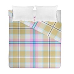 Pink And Yellow Plaid Duvet Cover Double Side (Full/ Double Size)