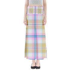 Pink And Yellow Plaid Full Length Maxi Skirt