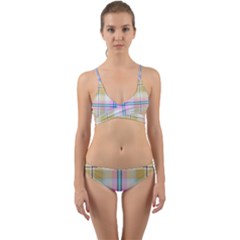 Pink And Yellow Plaid Wrap Around Bikini Set