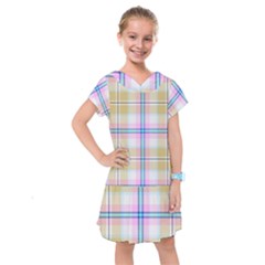 Pink And Yellow Plaid Kids  Drop Waist Dress